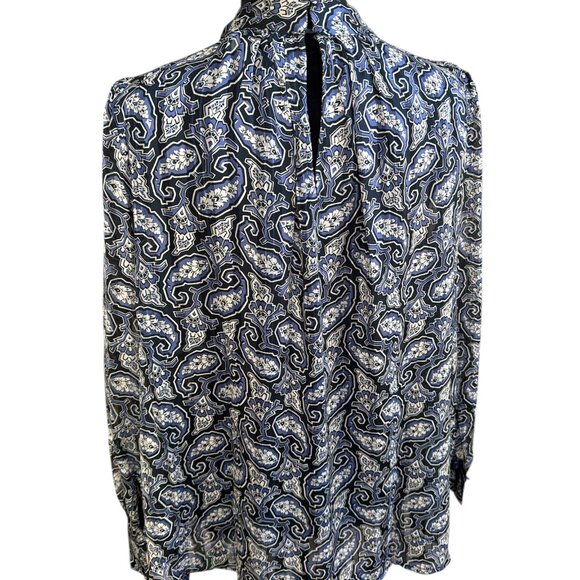 H & M. Large Multicolor Paisley Sheer Long Sleeve High Neck Blouse - Picture 5 of 6